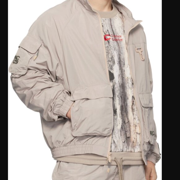 RCOS Taupe Cargo Track Jacket Mauve Polyester Utility Men’s - Picture 3 of 6